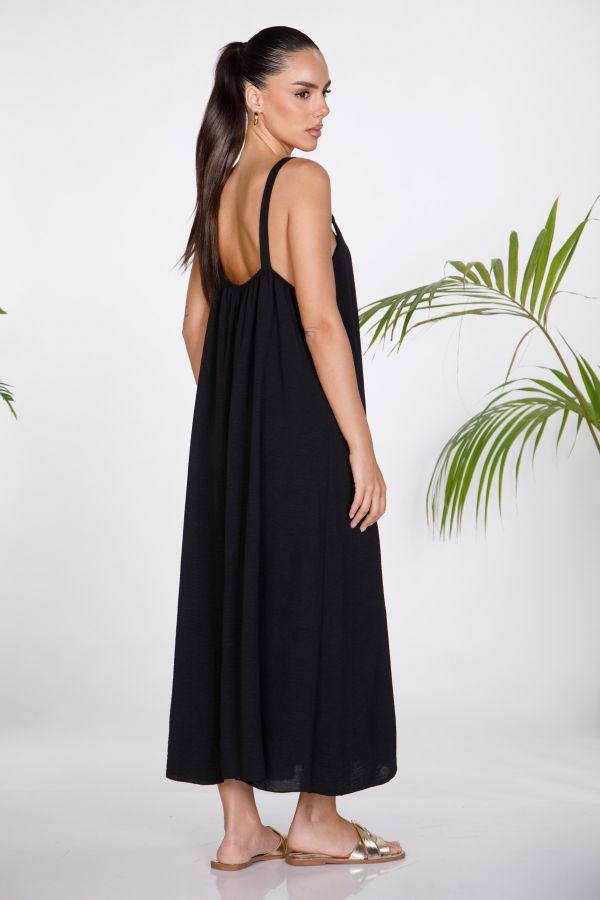Maxi strappy dress with metal hardware