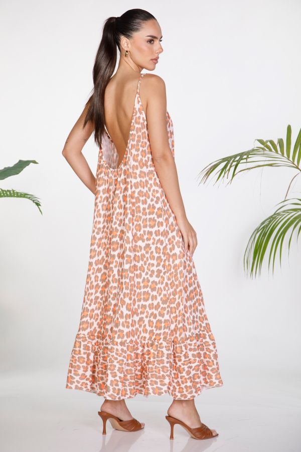 Maxi leopard backless dress