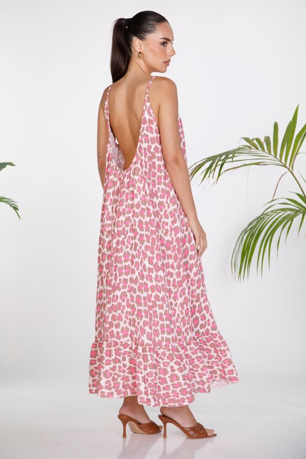 Maxi leopard backless dress