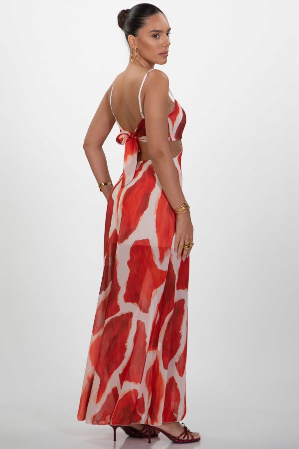 Maxi dress with cut-outs and abstract print