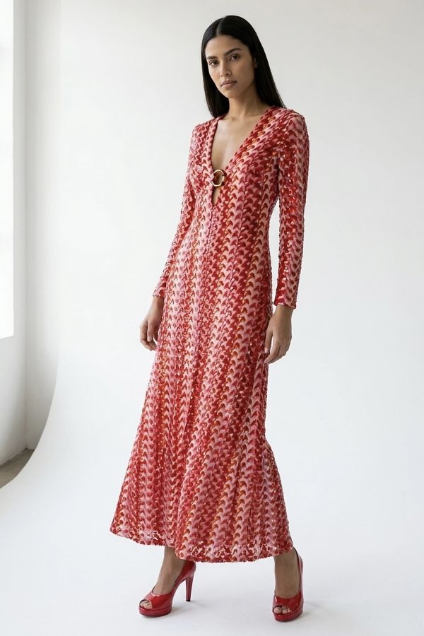 Knit zig-zag maxi dress