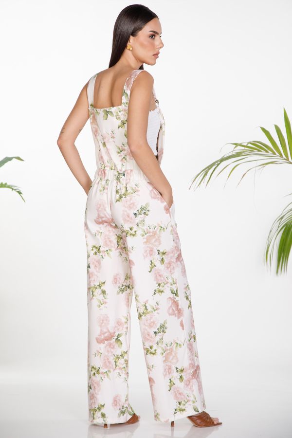 Floral dungaree jumpsuit
