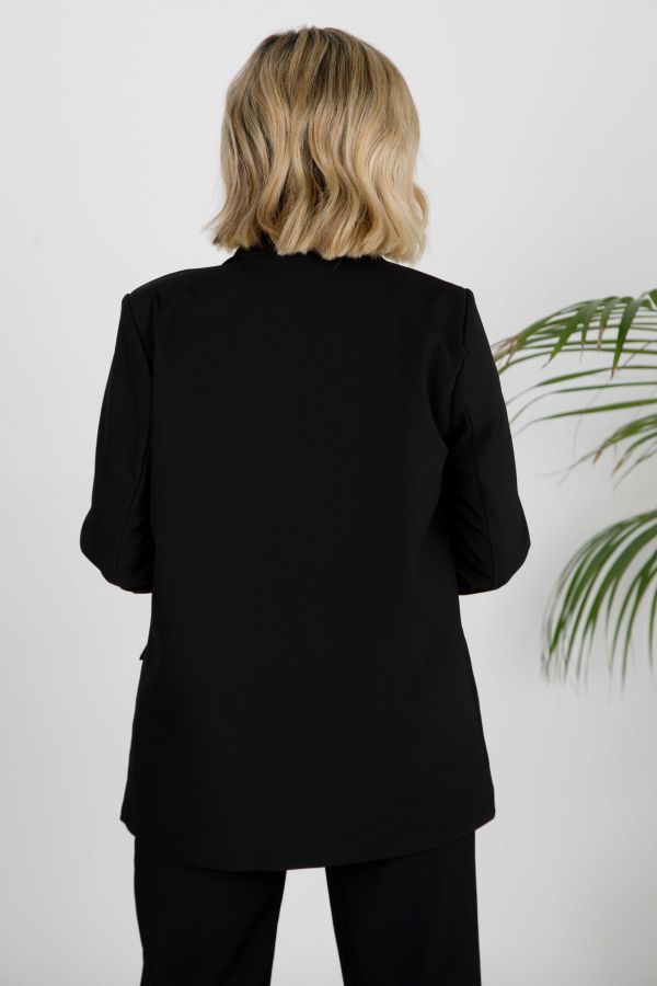 Long-sleeve open blazer with shoulder pads