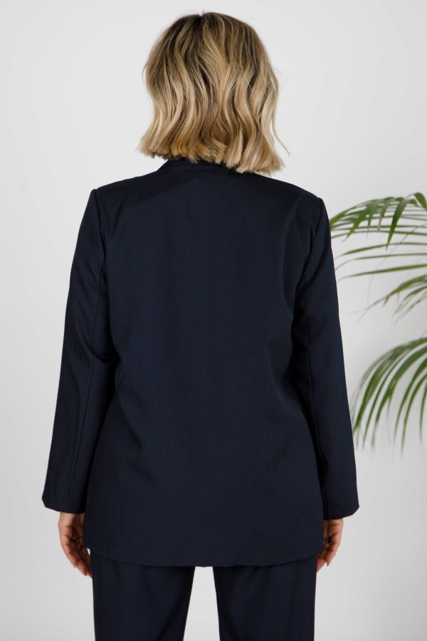 Long-sleeve open blazer with shoulder pads