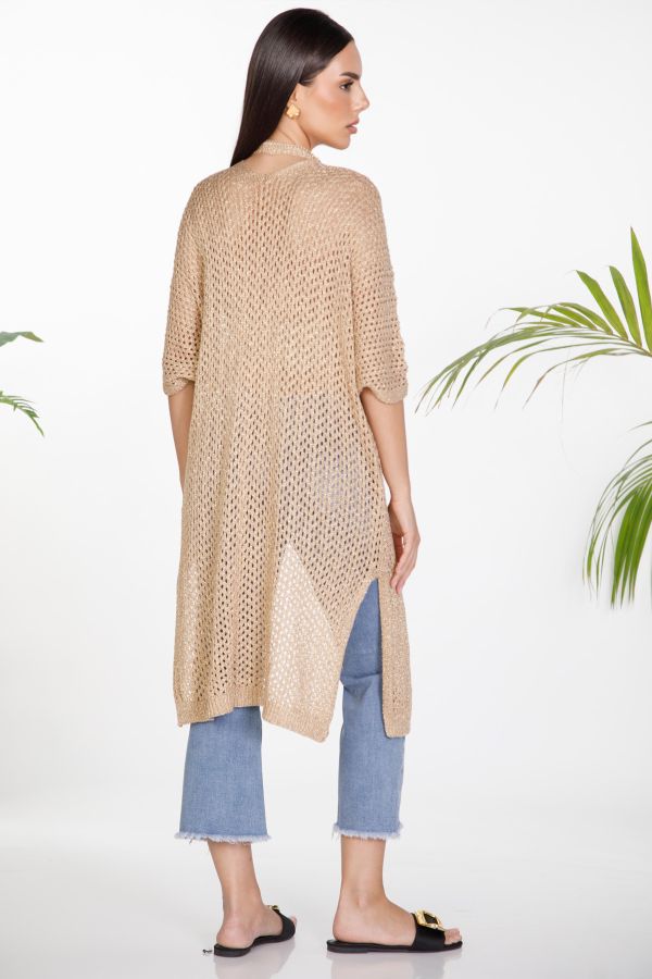 Knit beachwear cardigan with lurex