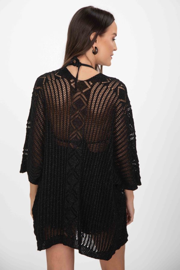 Open-knit kimono cardigan