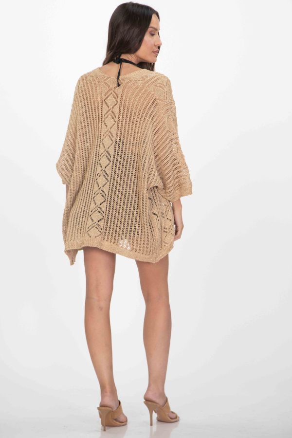 Open-knit kimono cardigan