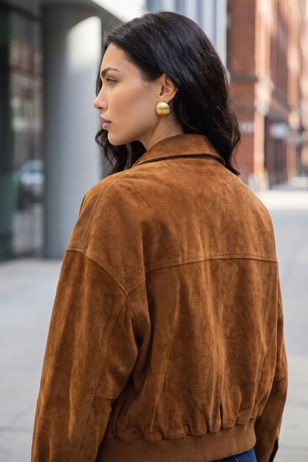 Suede jacket με διακοσμητικά μοτίβα