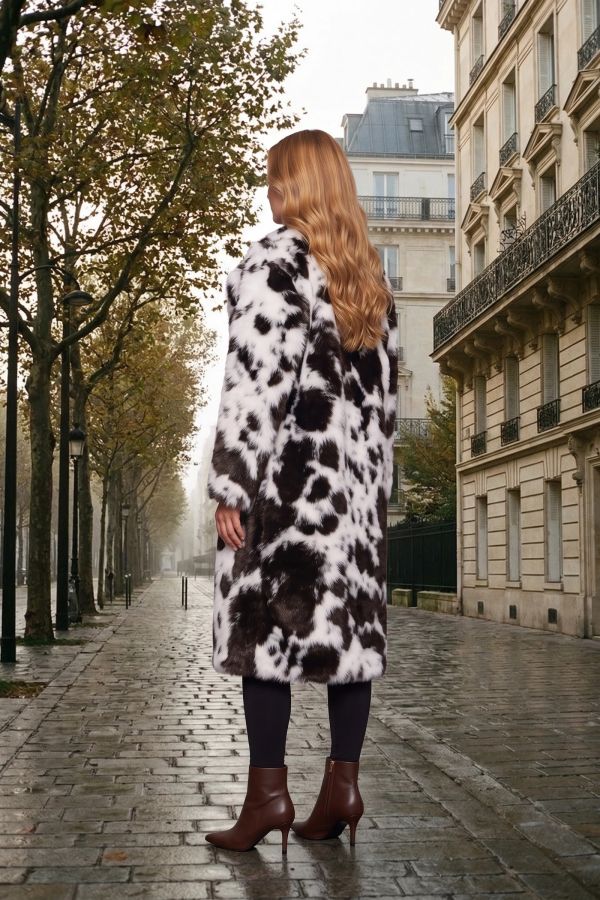 Μακριά οικολογική γούνα cow print