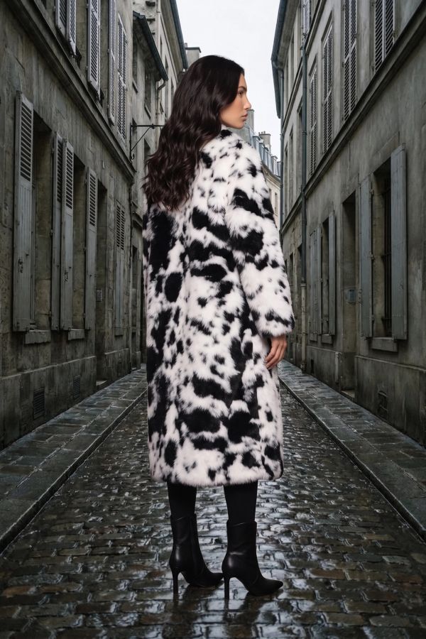 Μακριά οικολογική γούνα cow print