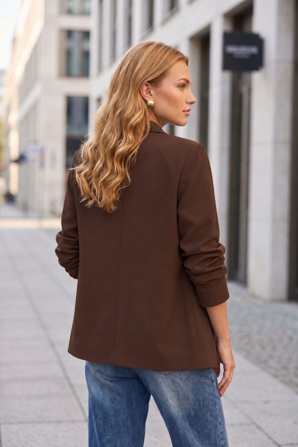Oversize ανοιχτό σακάκι με σούρες στα μανίκια