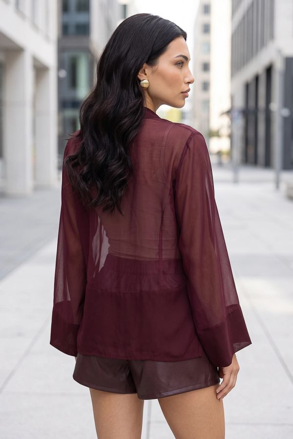 See-through oversize πουκάμισο με japanese κούμπωμα