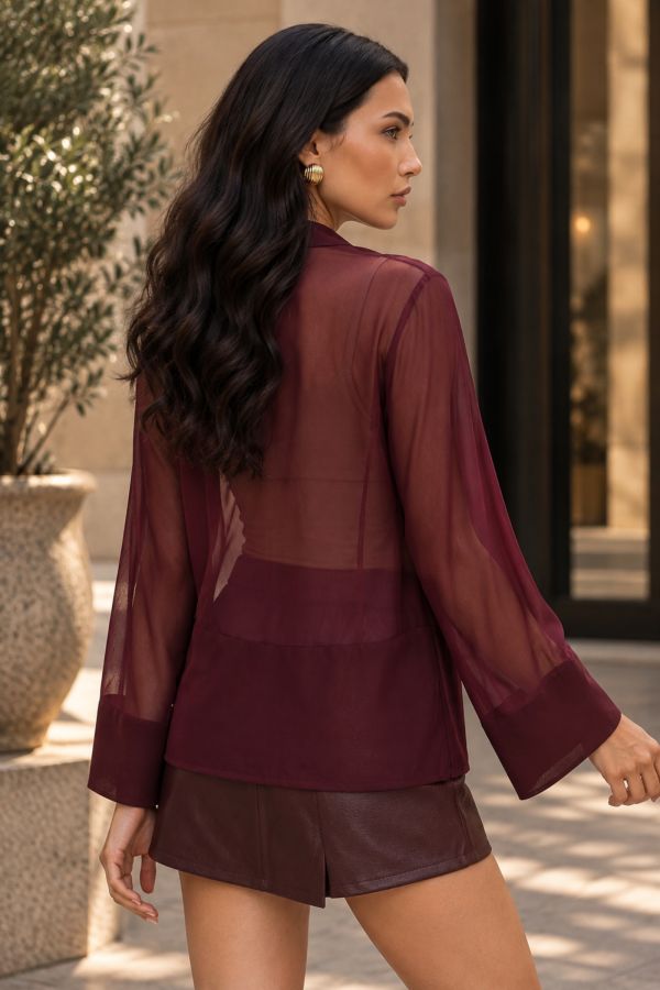 See-through oversize πουκάμισο με japanese κούμπωμα