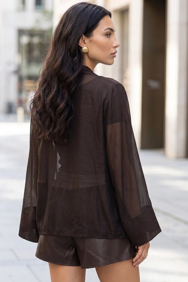 See-through oversize πουκάμισο με japanese κούμπωμα