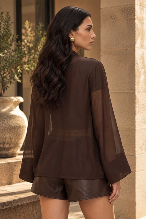 See-through oversize πουκάμισο με japanese κούμπωμα