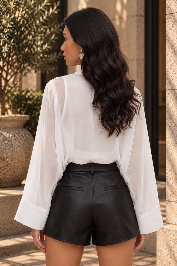 See-through oversize πουκάμισο με japanese κούμπωμα