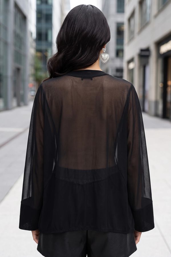 See-through oversize πουκάμισο με japanese κούμπωμα