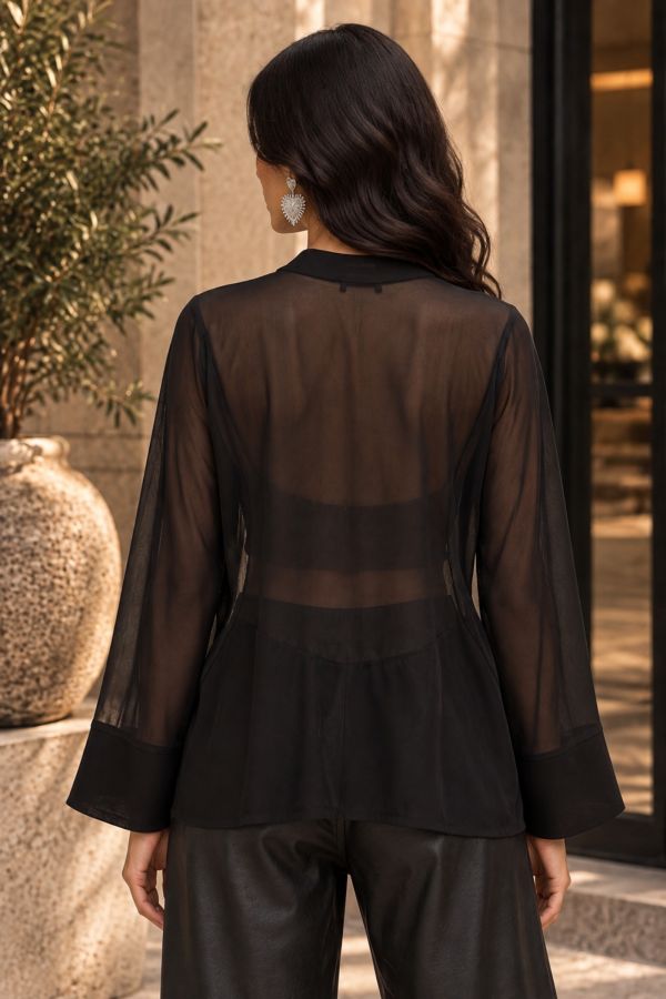 See-through oversize πουκάμισο με japanese κούμπωμα