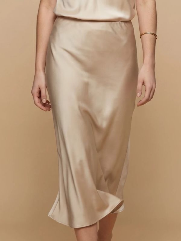 Satin midi skirt in a-line silhouette