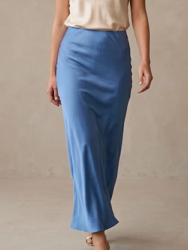 Satin midi skirt in a-line silhouette