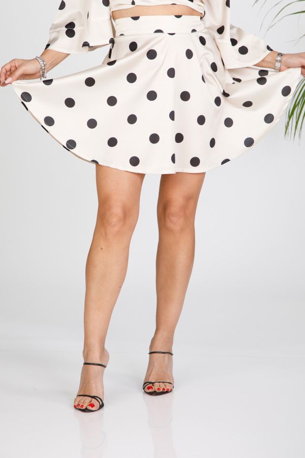 Mini satin skirt with polka dots