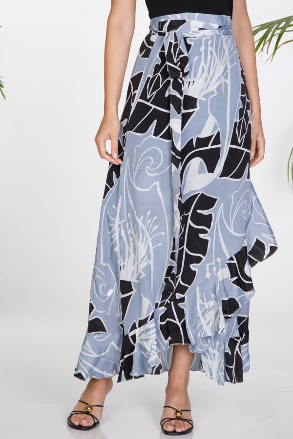 Maxi wrap boho skirt with ruffles