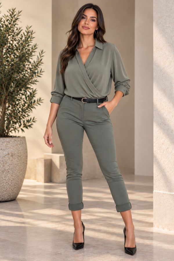 Skinny ψηλόμεσο παντελόνι με ζώνη