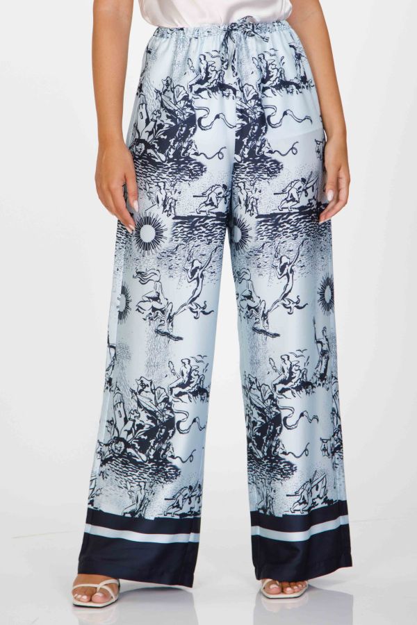 Printed pants with elastic band