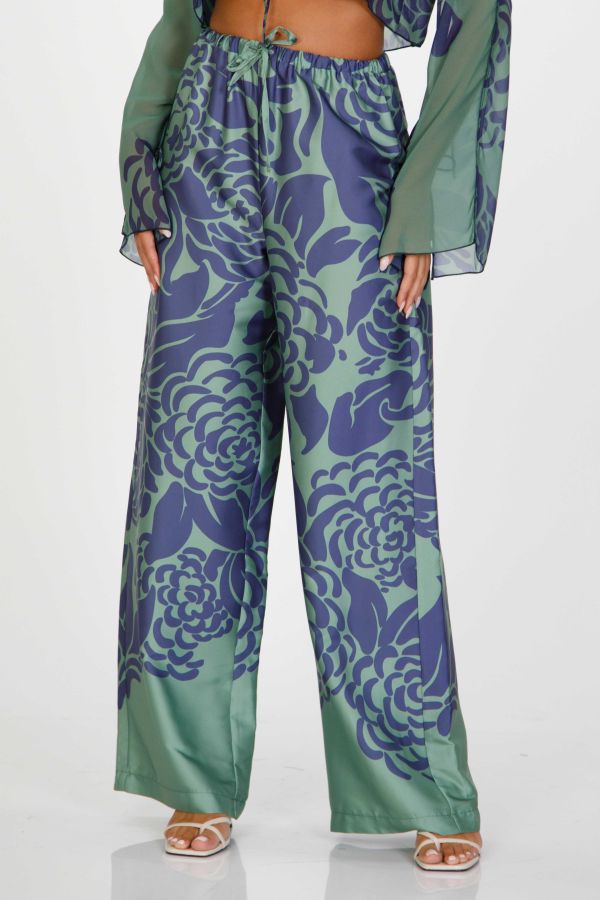 Printed pants with elastic band