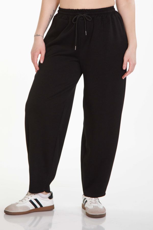 Barrel ponte pants with elastic waist and drawstring