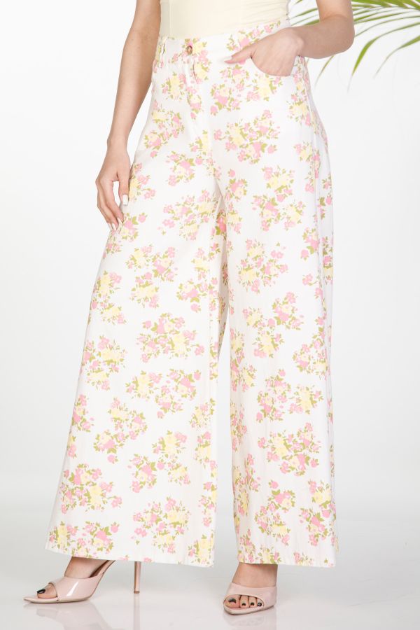 Floral denim trousers