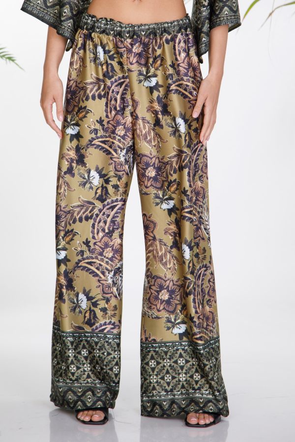 Σατέν παντελόνα με ethnic prints