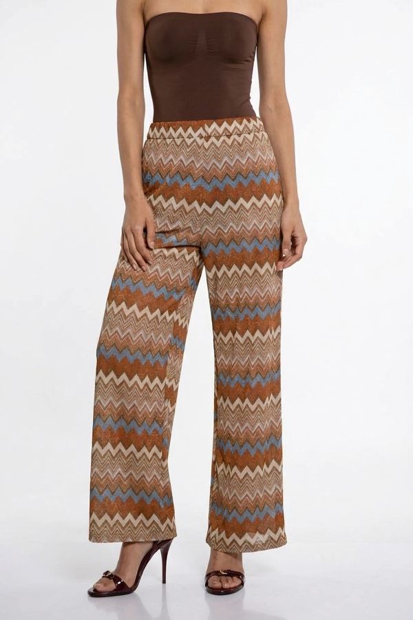 Lurex zig-zag wide-leg trousers