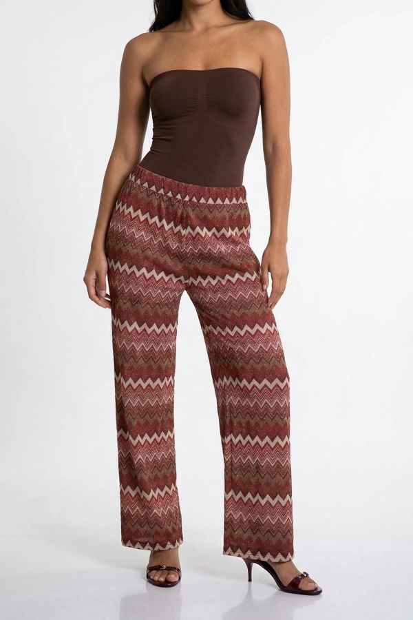 Lurex zig-zag wide-leg trousers