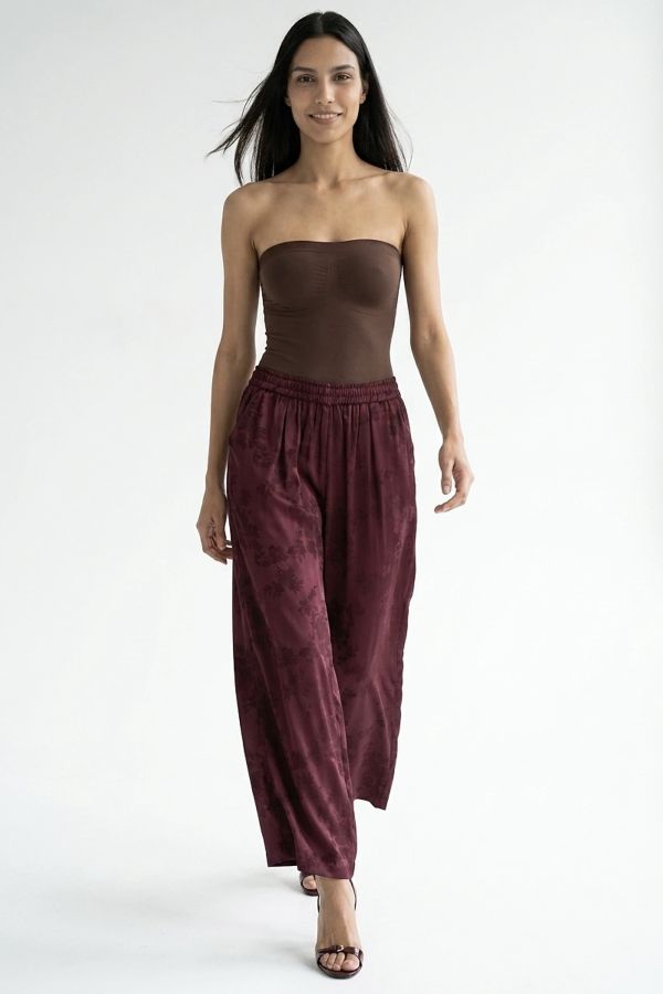 Jacquard pants with elastic waist