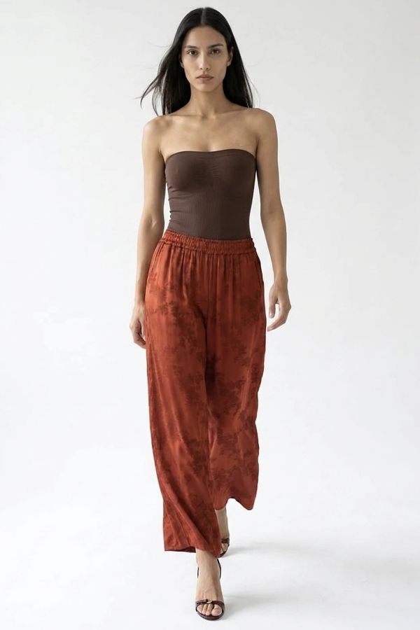 Jacquard pants with elastic waist