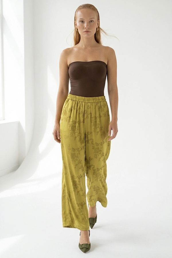 Jacquard pants with elastic waist