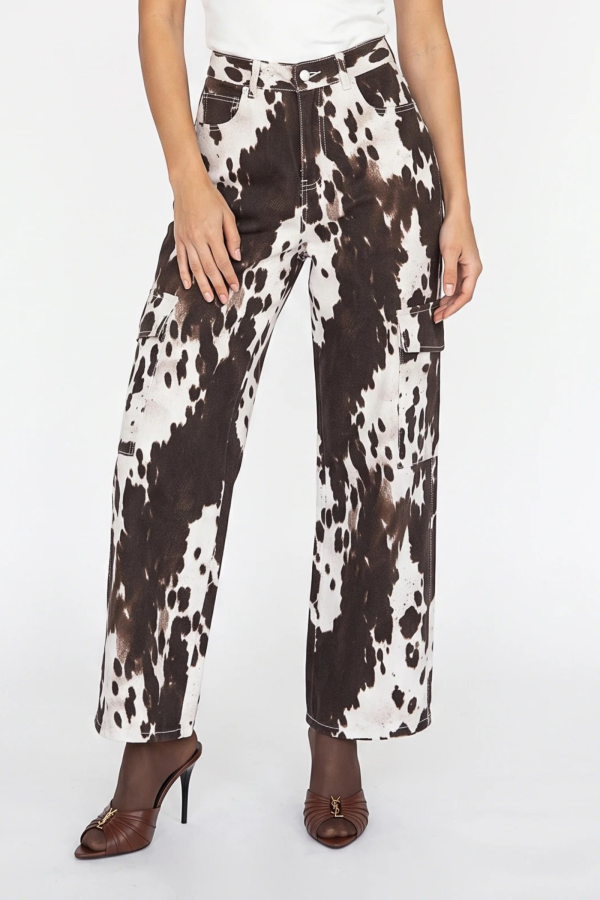 Τζιν παντελόνι cargo με cow print